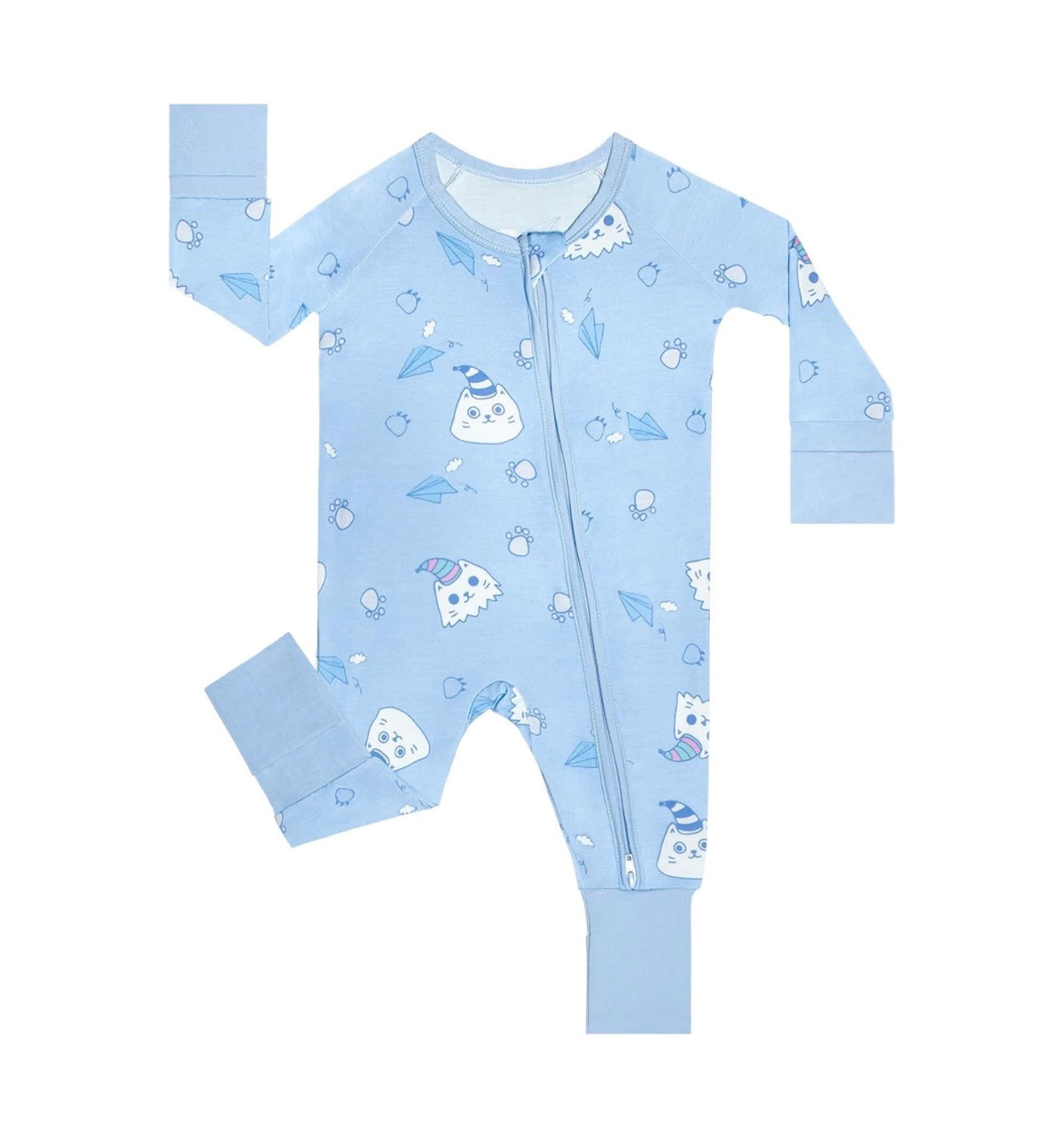 Paper Plane Cats Rayon Of Bamboo Footless Baby Pajamas