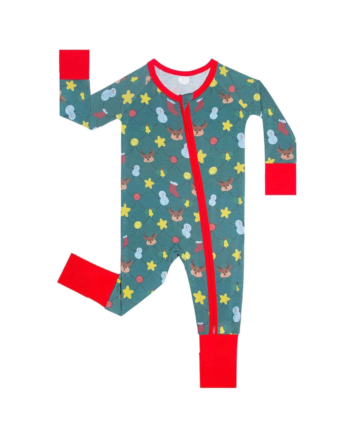 Reindeer & Snowman Rayon Of Bamboo Footless Baby Pajamas