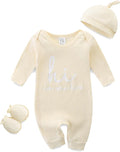 Newborn Baby Romper Set with Matching Mittens and Hat