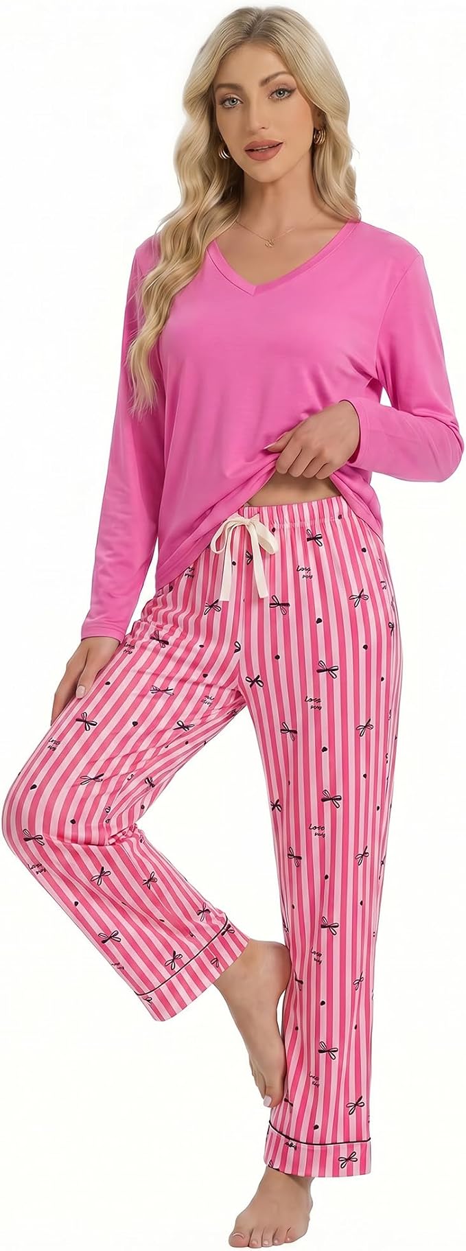 Striped Bow Pajama Set