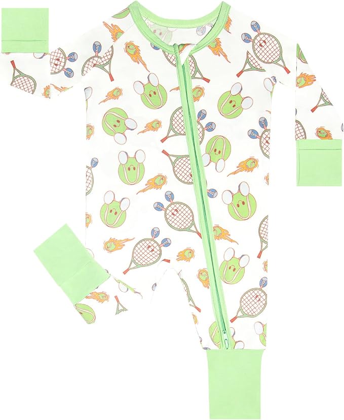 Cute Tennis Rayon Of Bamboo Footless Baby Pajamas